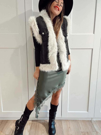 Vestido Lencero Asimétrico MYSTHARA Verde Militar HEVE