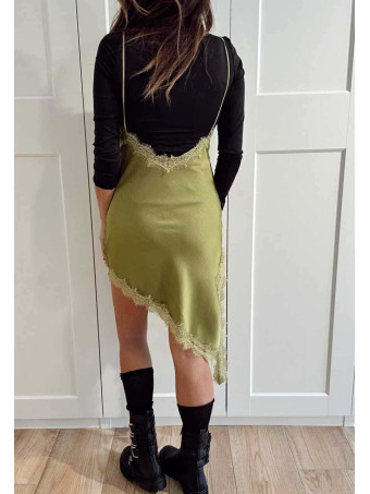 Vestido Lencero Asimétrico MYSTHARA Pistacho HEVE
