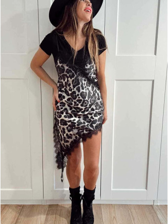 Vestido Lencero Print EONELA Gris HEVE