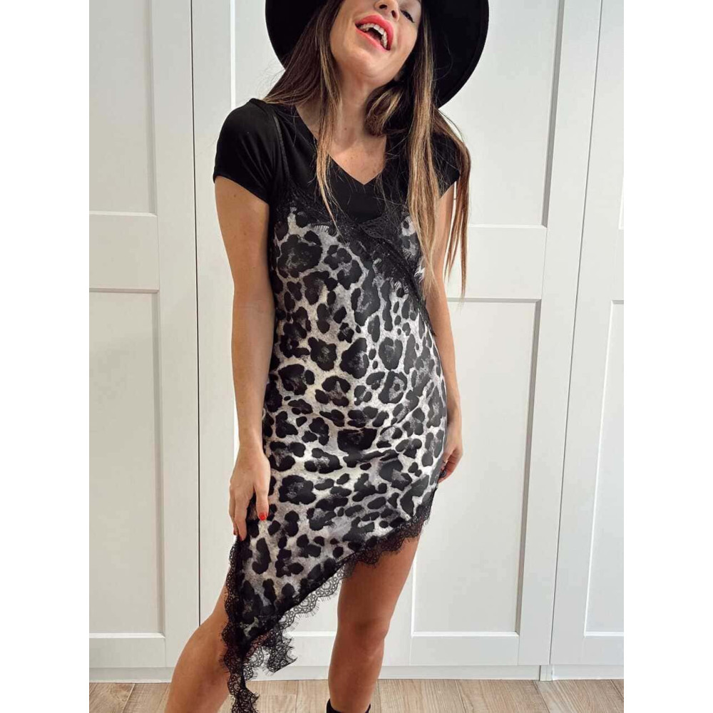 Vestido Lencero Print EONELA Gris HEVE