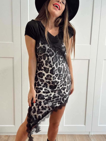 Vestido Lencero Print EONELA Gris HEVE