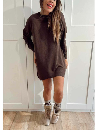 Vestido Básico Punto DEYLAN Marrón HEVE