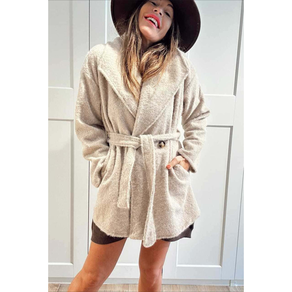 Abrigo Soft Maxi-Solapa JARLEEN Beige HEVE