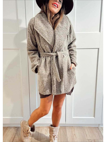 Abrigo Soft Maxi-Solapa JARLEEN Taupe HEVE