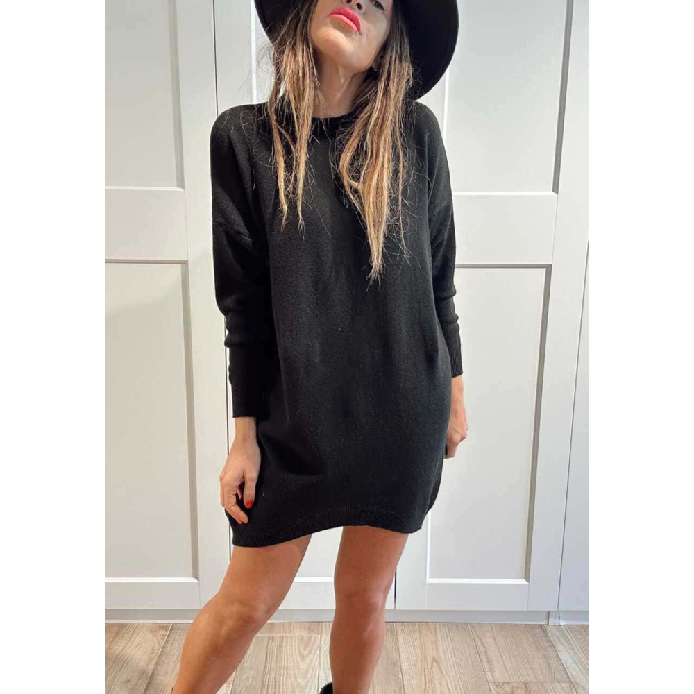 Vestido Básico Punto DEYLAN Negro HEVE