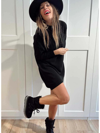 Vestido Básico Punto DEYLAN Negro HEVE