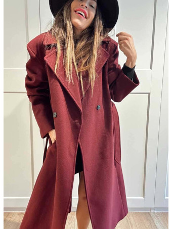 Abrigo Paño con Cinturón BEAUMONT Burdeos HEVE