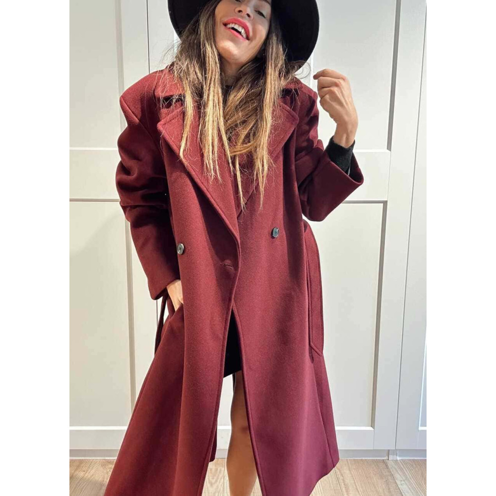 Abrigo Paño con Cinturón BEAUMONT Burdeos HEVE