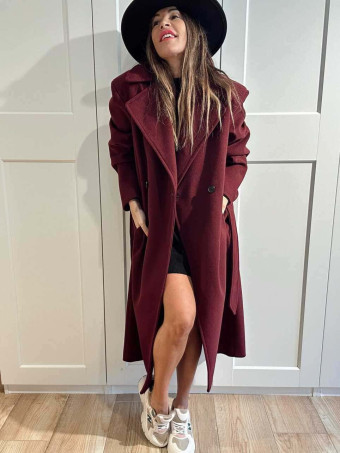 Abrigo Paño con Cinturón BEAUMONT Burdeos HEVE