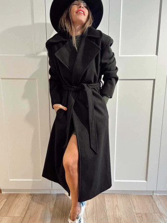 Abrigo Paño con Cinturón BEAUMONT Negro HEVE