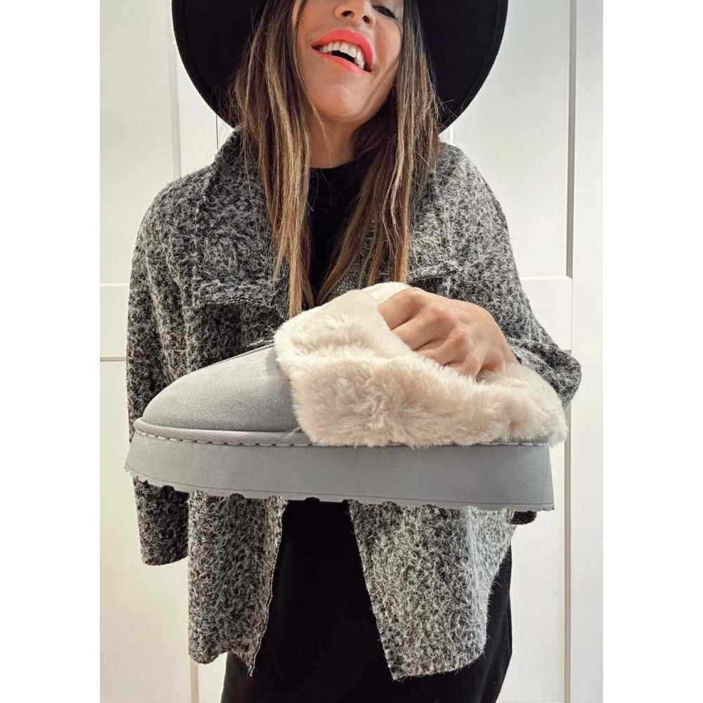 Zueco Home Pelo LENNY Gris HEVE