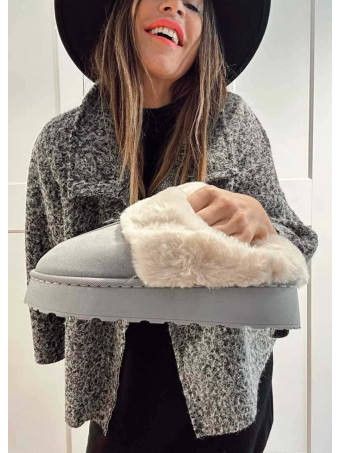 Zueco Home Pelo LENNY Gris HEVE