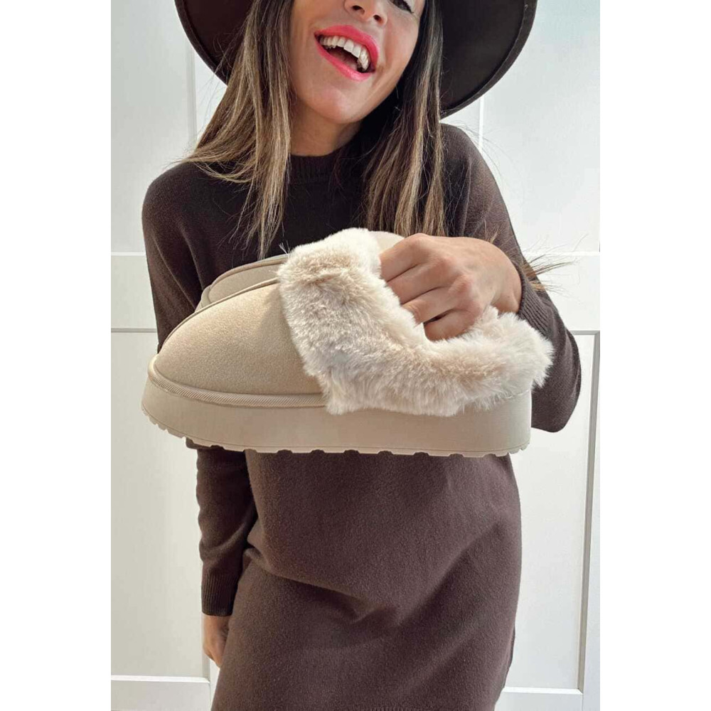 Zueco Home Pelo LENNY Beige HEVE