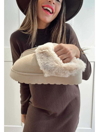 Zueco Home Pelo LENNY Beige HEVE