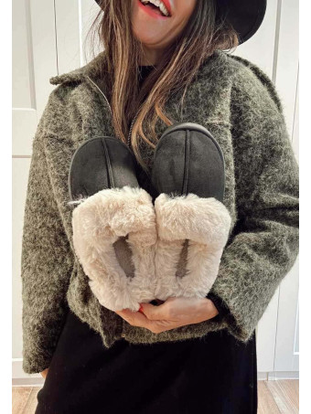 Zueco Home Pelo LENNY Negro HEVE