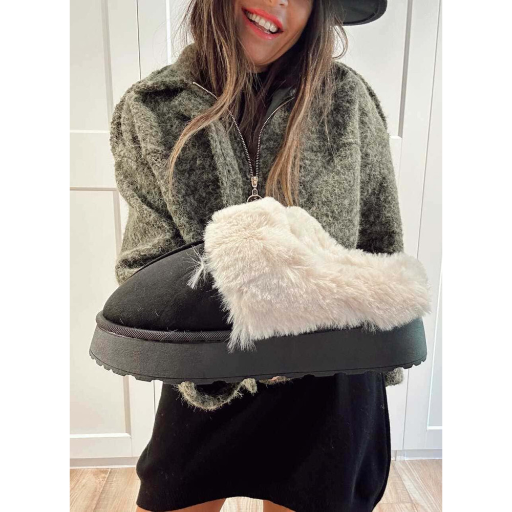 Zueco Home Pelo LENNY Negro HEVE