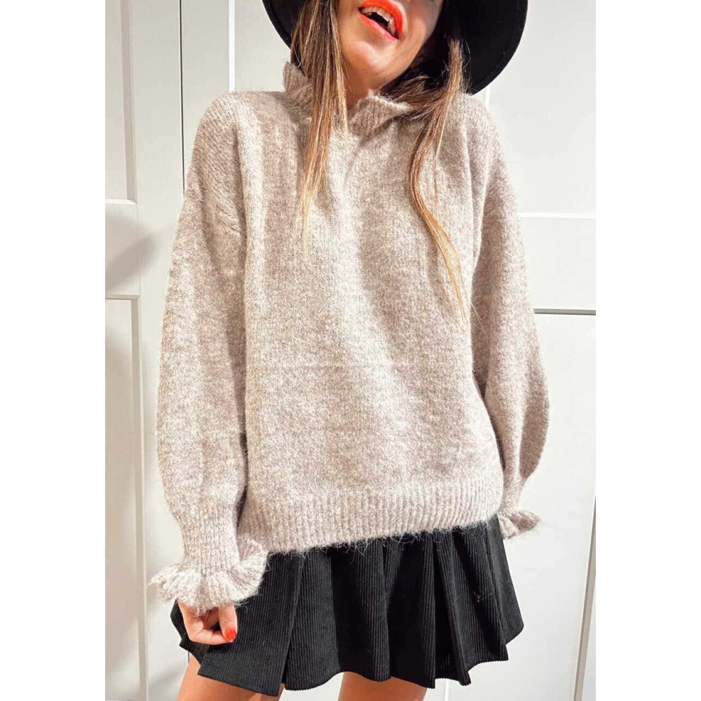 Jersey Ruffle AVIGNON Taupe HEVE