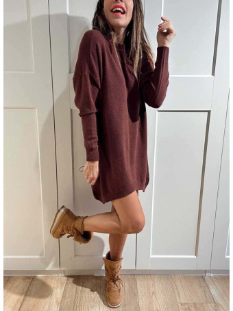 Vestido Básico Punto DEYLAN Burdeos HEVE