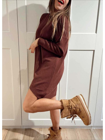 Vestido Básico Punto DEYLAN Burdeos HEVE