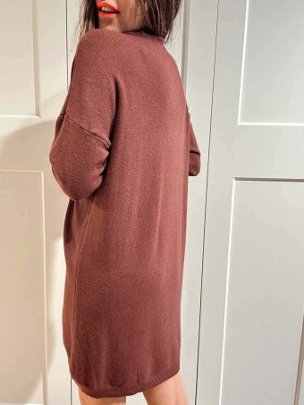 Vestido Básico Punto DEYLAN Burdeos HEVE