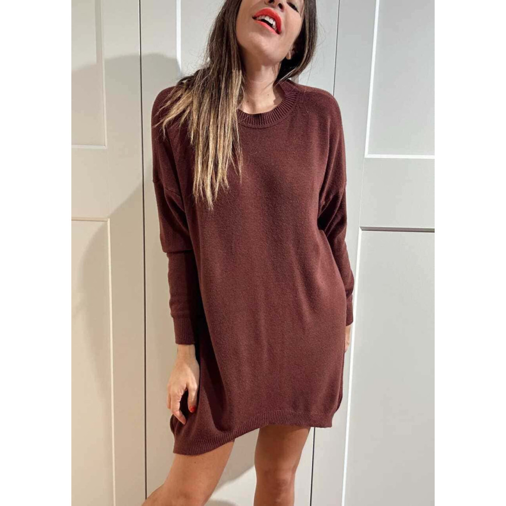 Vestido Básico Punto DEYLAN Burdeos HEVE