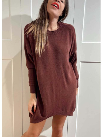 Vestido Básico Punto DEYLAN Burdeos HEVE