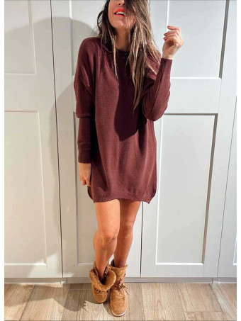 Vestido Básico Punto DEYLAN Burdeos HEVE