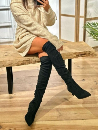 Bota Mosquetera Tacón HAYLIGEN Negro HEVE