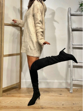 Bota Mosquetera Tacón HAYLIGEN Negro HEVE