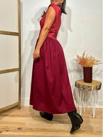 Vestido Largo Combinado LASSITER Burdeos HEVE