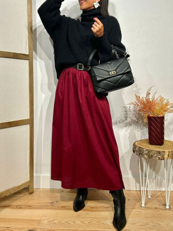 Vestido Largo Combinado LASSITER Burdeos HEVE