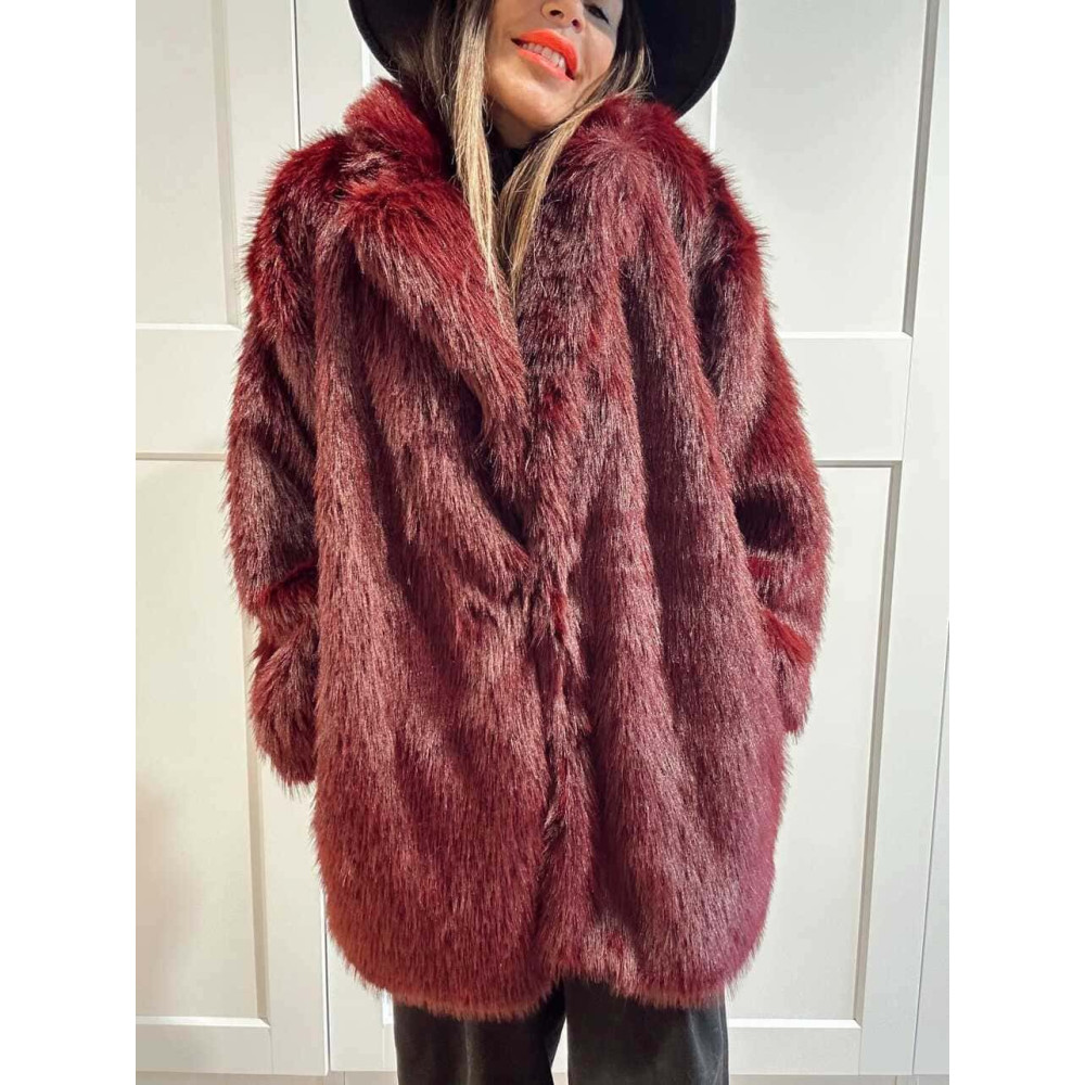 Abrigo Corto Efecto Pelo GIVRÉE Burdeos HEVE