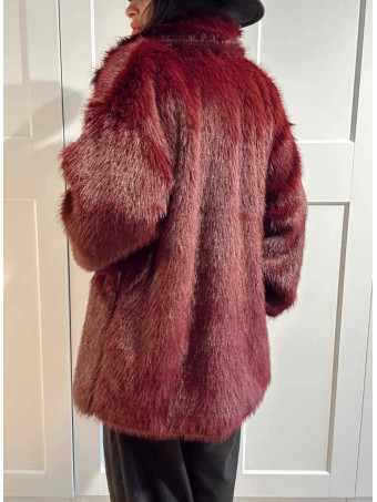 Abrigo Corto Efecto Pelo GIVRÉE Burdeos HEVE