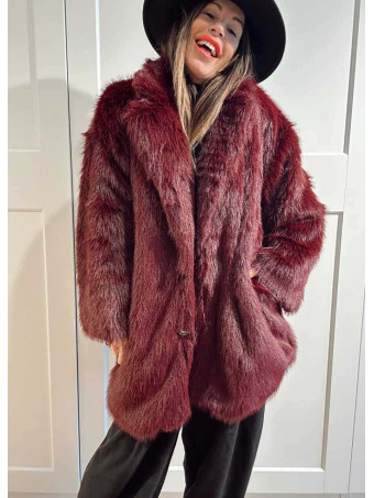 Abrigo Corto Efecto Pelo GIVRÉE Burdeos HEVE