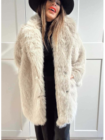 Abrigo Corto Efecto Pelo GIVRÉE Beige HEVE