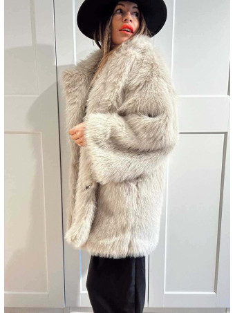 Abrigo Corto Efecto Pelo GIVRÉE Beige HEVE