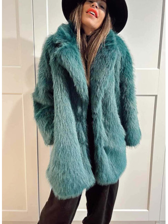 Abrigo Corto Efecto Pelo GIVRÉE Azul Pato HEVE