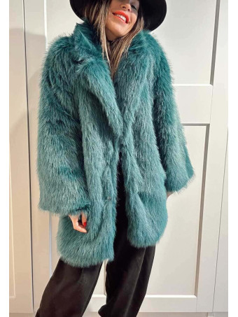 Abrigo Corto Efecto Pelo GIVRÉE Azul Pato HEVE