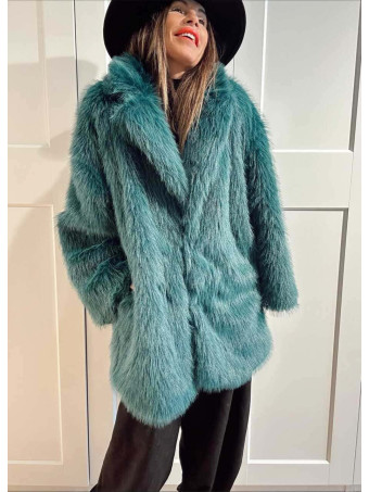 Abrigo Corto Efecto Pelo GIVRÉE Azul Pato HEVE