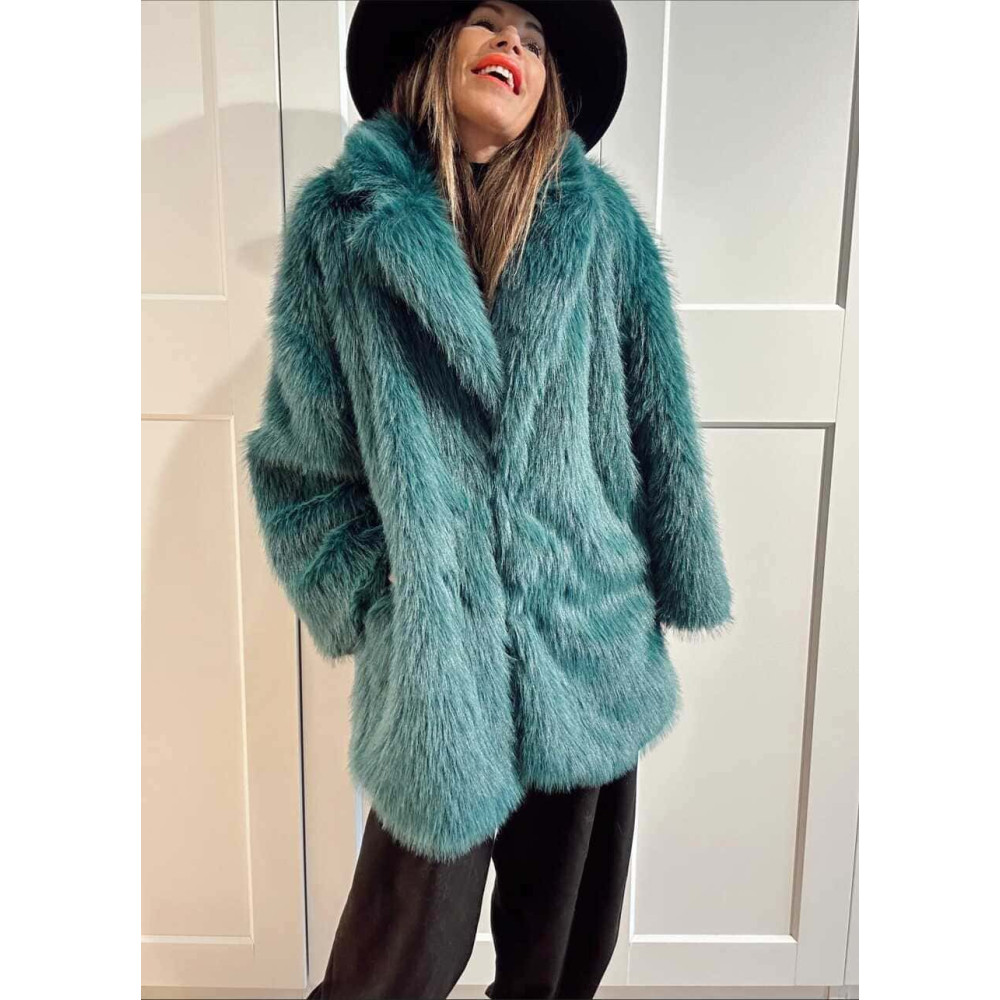 Abrigo Corto Efecto Pelo GIVRÉE Azul Pato HEVE