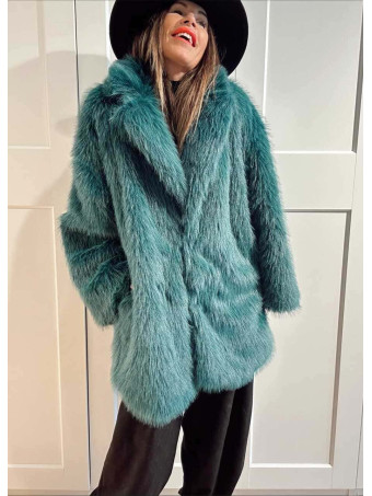 Abrigo Corto Efecto Pelo GIVRÉE Azul Pato HEVE