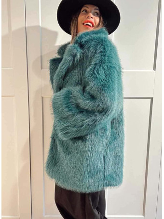 Abrigo Corto Efecto Pelo GIVRÉE Azul Pato HEVE