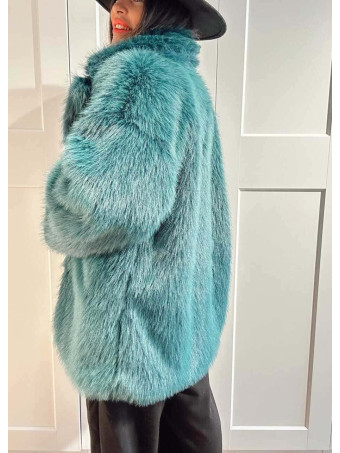 Abrigo Corto Efecto Pelo GIVRÉE Azul Pato HEVE