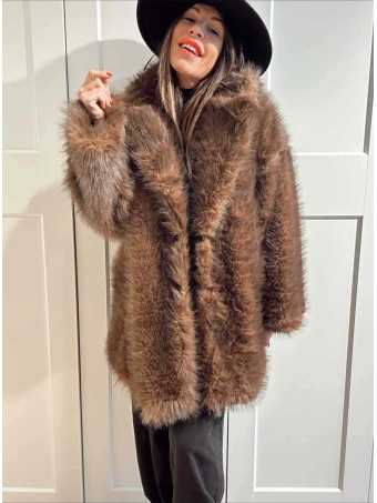 Abrigo Corto Efecto Pelo SYRHAL Marrón HEVE