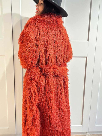 Abrigo Largo Pelo Rizado VHALYSSAE Terracota HEVE