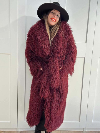 Abrigo Largo Pelo Rizado VHALYSSAE Burdeos HEVE