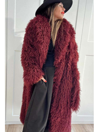 Abrigo Largo Pelo Rizado VHALYSSAE Burdeos HEVE