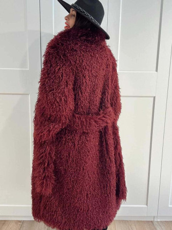 Abrigo Largo Pelo Rizado VHALYSSAE Burdeos HEVE