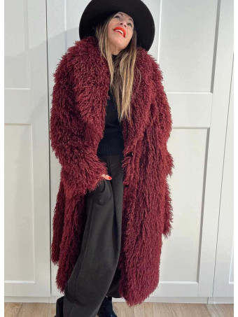 Abrigo Largo Pelo Rizado VHALYSSAE Burdeos HEVE