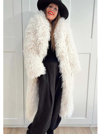 Abrigo Largo Pelo Rizado VHALYSSAE Crudo HEVE